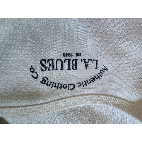 L.A. Blues Womens White Ribbed Henley Top Size 22/24W Cotton Blend Long Sleeve - Picture 4 of 7